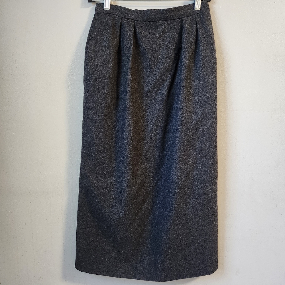 Gray Pleated‎ Pencil Midi Skirt for Work